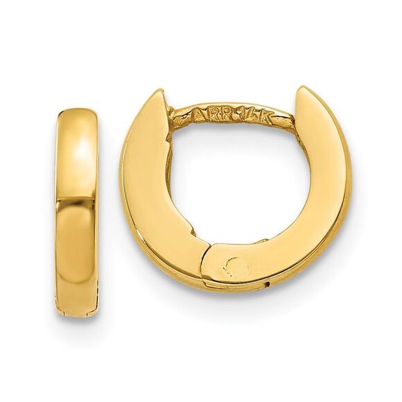 Kazi Luxury 14k Yellow Gold Polished Round Hinged Hoop Earrings
